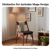 Feline Protruding Backrest-Shaped Rprotruding Backrest-Shaped Chair Vintage and Design Feature Seat Sturdy Wood Legs Stable