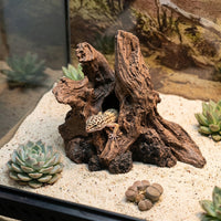 Driftwood Aquarium Cave Decoration, Bark-Textured Resin Ornaments with Hiding Cavity, Freshwater Aquatic Tank Habitat Decor