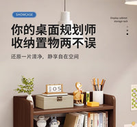 桌面双层置物架桌子桌上二层迷你小型书架台上收纳架带抽屉
