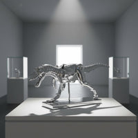 Shiny Tyrannosaurus Sculpture Long-Lasting Material Silver Dinosaur Figurine