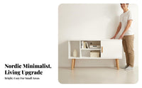 Minimalist TV Cabinet Stable Structure Small TV Console with Storage Raised Leg Design Narrow Media Cabinet for Bedroom