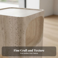 C-Shaped Storage Table Nordic design Household Furniture Marble-Patterned Top Sturdy Construction for Lounge Area, Home Office