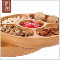Beech Wood Five-Compartment Snack Tray
