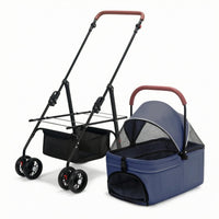 Folding Pet Stroller Zipper Closure Animal Transport Easy to Fold
