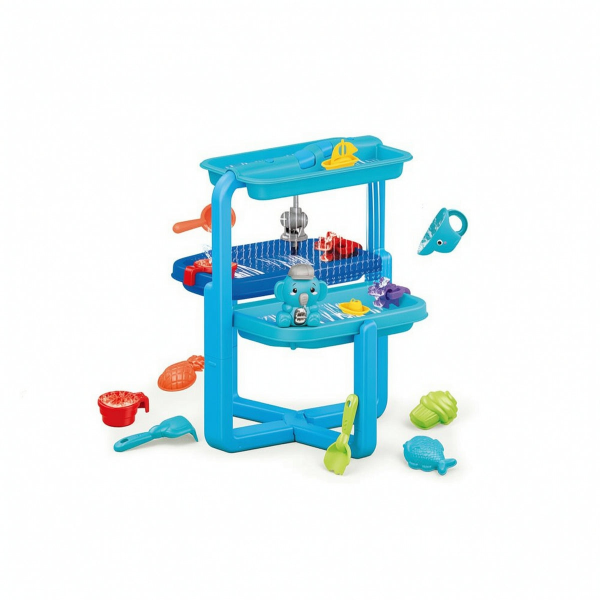 Summer Two-Tier Water Table Activity Water and Sand Table Indoor Sensory Playset Interactive for Backyard