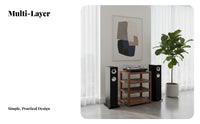 Solid Wood Audio Rack Sturdy Construction Walnut Stereo Cabinet Stable Load-Bearing Audiophile Equipment Rack for Home Theater, Listening Room