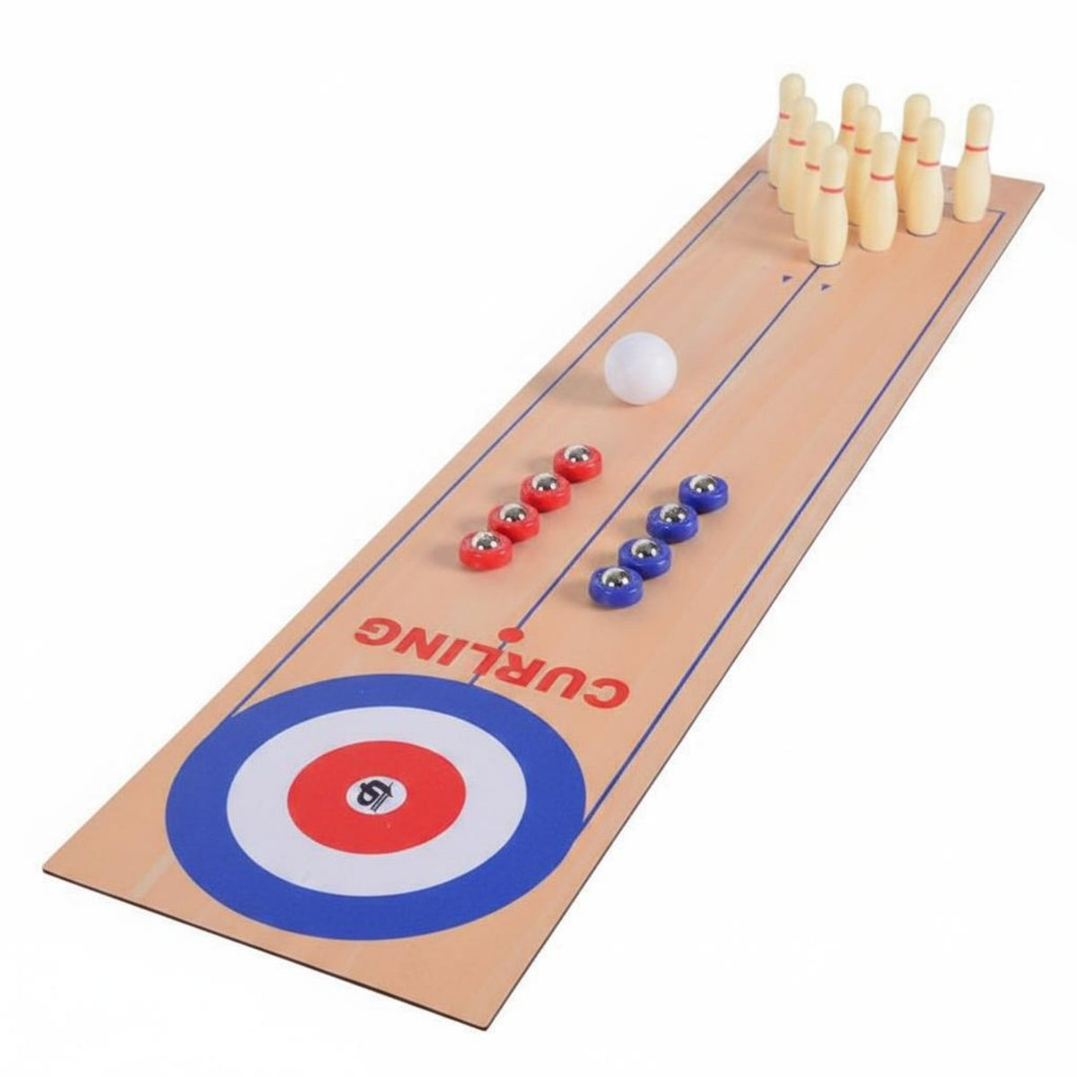 Portable Tabletop Bowling Curling Game Compact 3-in-1 Game Set Miniature Shuffleboard Set for Family