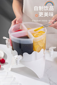 Detachable 4-Compartment Rotating Cold Water Pitcher with Spigot, 4L, PP Material