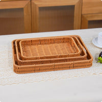 Woven Serving Tray Elevated Rim Tableware Polished for Fruit Display