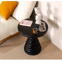 Round Wooden Stool with Shelf
