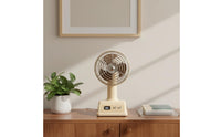 100 Speed Settings Digital Display Table Fan 1200mAh Battery Portable Vintage Design Fan Adjustable Angle Small Appliance Low Noise for Students, Desktop, Office, Dorm Room