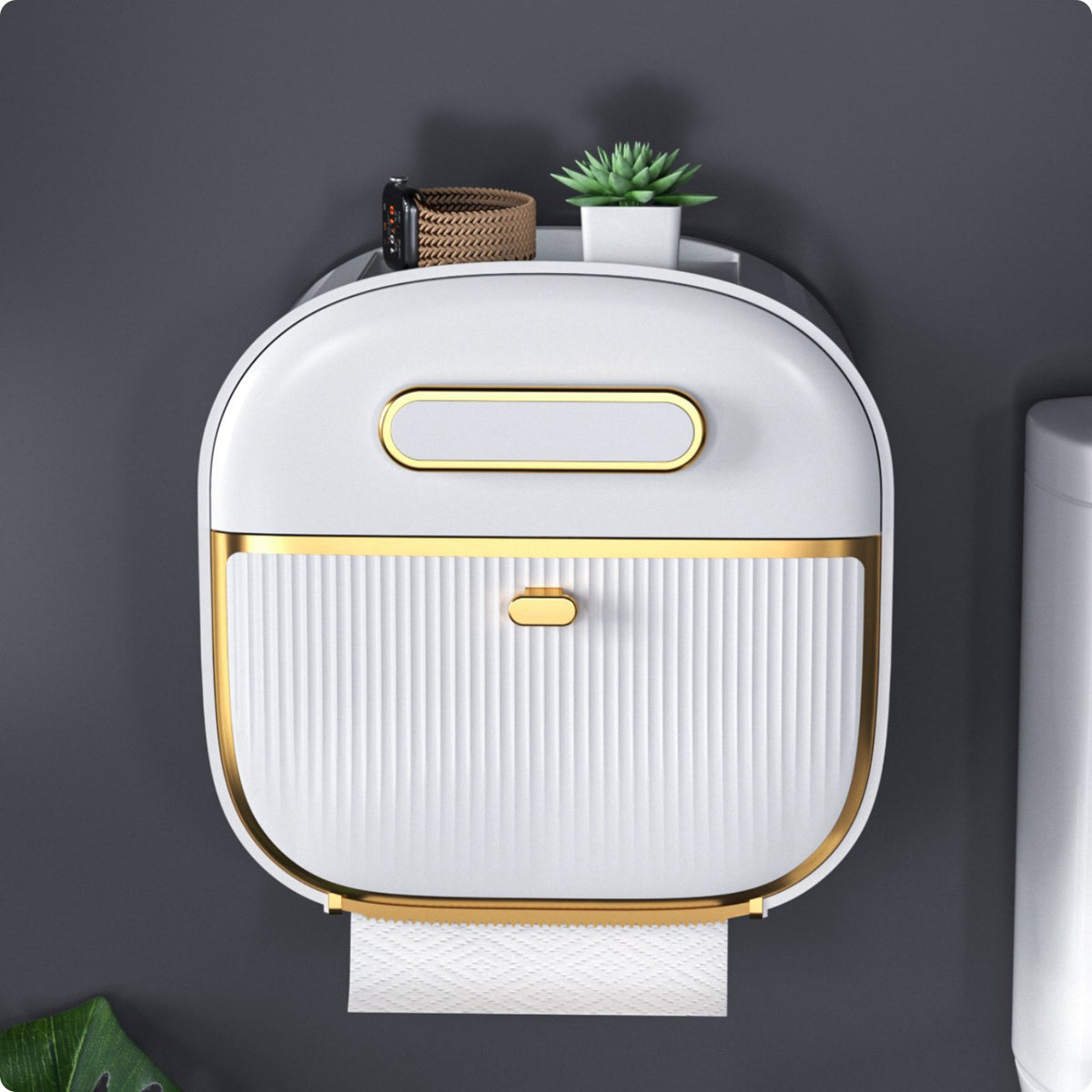 Wall Mounted Tissue Box Holder Multi Functional No Tissue Box Space Saving