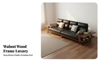 Black Walnut Frame Sofa Deep Seat Solid Wood Sofa with Storage Ergonomic Living Room Design Room Furniture for Families, Homeowners, Home, Lounge Area