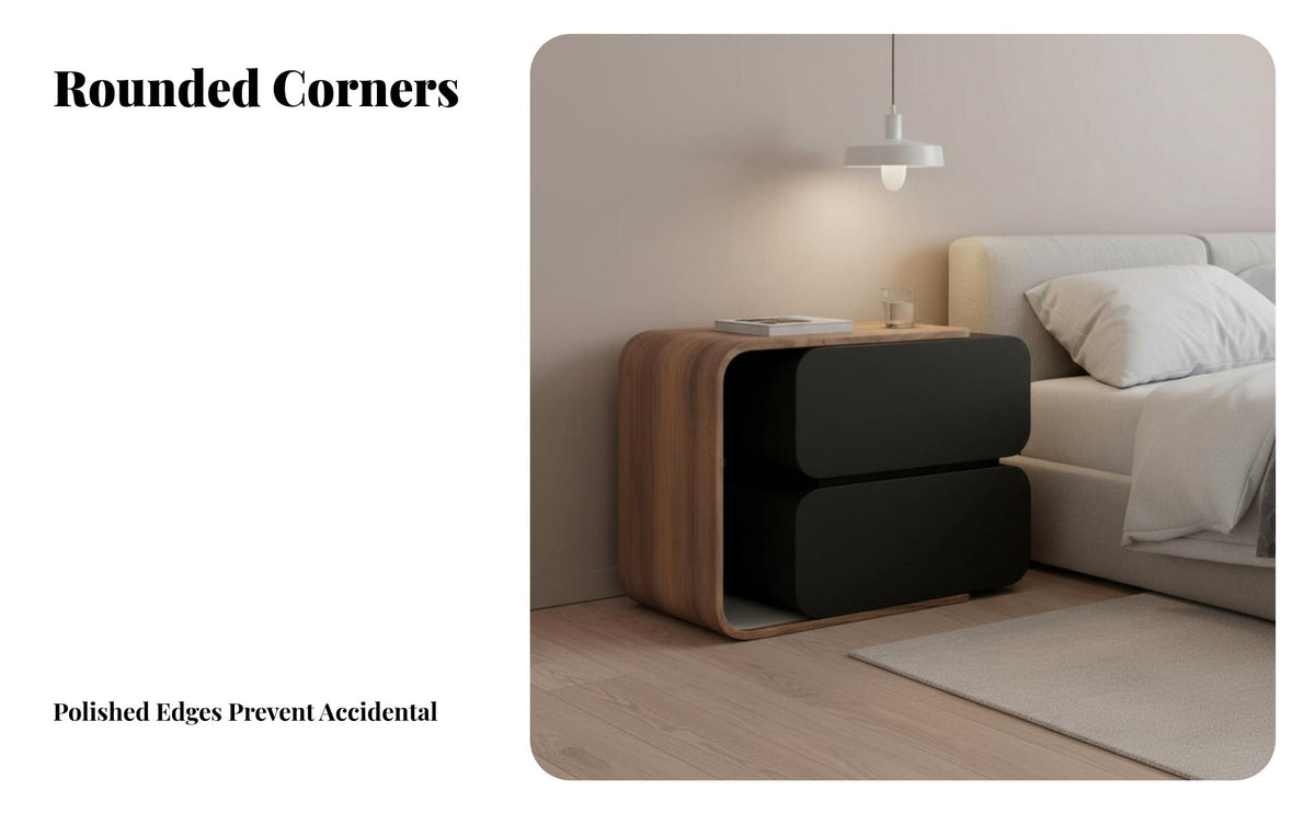 Modern Minimalist Extendable 2-Drawer Side Table Space-Saving Nightstand Multi-Functional Home Furniture Large Capacity for Apartment Dwellers, Homeowners, Bedroom, Small Areas, Dorm Room, Hallway