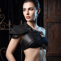 Faux Leather Cosplay Shoulder Harness Punk One-Shoulder Harness Armored Asymmetrical for Cosplayers, Performers, Photoshoots, Theme Parties