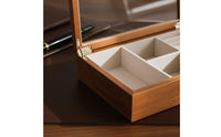 Wooden Jewelry Box Solid Wooden with Glass Lid Top Jewelry Case Vintage Jewelry Arrangement Display Box for Women, Men