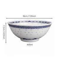 Chinese Type Dessert Bowl Colorfast Blue and White Pattern Bowl Thickened Material Tableware for Restaurant