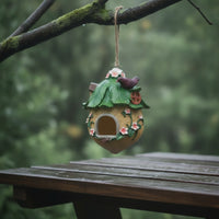 Birdhouse Ornament Resin Hanging Ornament with Cord Hand-Painted Birdhouse with Rope for Gardeners, Porch, Patio, Balcony