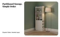 debris-proofResistant Tall Narrow Cabinet with Sliding Doors Space-Saving Tall Storage unit with Doors Bottom Drawer storage cabinet Modern Design for Book Lovers, Apartment Dwellers, Professionals, Living Room, Study, Bedroom