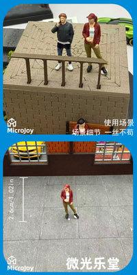 1/64微缩仿真人偶模型树脂涂装成品小人休闲长裤女玩具立体摆件