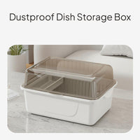 Dustproof Dinnerware Storage Box with Lid and Draining Rack