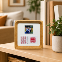 Picture frame 10x10, solid wood picture frame 12x12 cm, real wood square tabletop stand, for family photos & wedding photos