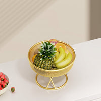 Metal Mesh Fruit Bowl Tabletop Fruit Basket with Pedestal Ventilated Container Modern for Kitchen Counter, Dining Table