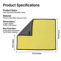 Thick Microfibre Towel Car Drying Towel, 30cm x 40cm Microfibre Cloth for Car Washing, Super Absorbent Microfibre Cloth