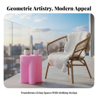 Sculptural Pedestal Stand Cream aesthetic End Table adaptable Use for Living Room