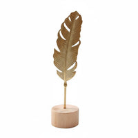 Nordic Design Iron Flower Statue with Wood Base Modern Design House Decoration Handmade for Bedroom, Bookshelf