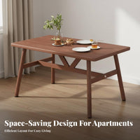 5 Pieces Modern Wooden Dining Set Rectangular Table Ergonomic Chairs Space Saving Design Wood Grain Finish Suitable for Restaurant Owners Adults Cafe Small Apartment Home Decoration