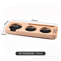 Walnut Coffee Tamper Storage Board with 8-Shape Distributor and Portafilter Holder Set