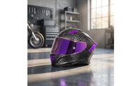 Carbon Fiber Complete Face Helmet | Aerodynamic, aerodynamically contoured, Carbon Fiber Helmet, for Street Riding