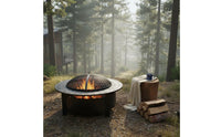 Round Fire Bowl Table Rust-Resistant Finish Log-Fueled Fire Bowl Table Easy Assembly for Backyard, Garden