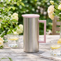 Stainless Steel Cold Water Pitcher Brushed Water Jug Easy-to-Clean Pitcher with Lid and Handle Dishwasher Safe for Office