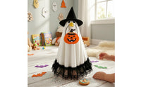Halloween Porch Goose Costume with Pumpkin Bag Festive Lawn Goose Outfit with Witch Hat Playful Witch Costume with Pumpkin Bag Spooky for Homeowners, Decorators, Entryway, Yard
