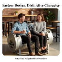 Creative Design Oil Drum Furniture Set Hand-Welded Industrial Aesthetic Seating Comfortable Cushion for Bar Owners, Interior Designers, Pubs, Lounge Areas, Restaurants, Cafes