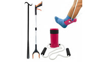 3 Pieces Sock Aid Shoe Insert and Reacher Grabber Set for Elderly, Disabled