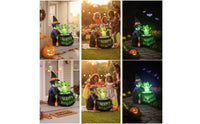 Green Inflatable Witch with Frog Bright Witch Inflatable with Pot Spooky Yard Inflatable Decoration Scary for Lawn