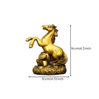 Astrological Horse Statue Engraved Horse Sculpture with Pedestal Golden