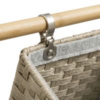 Baskets with Wooden, Storage Organiser for Home Decluttering, Tiered Storage Shelf for Apartment, En - Image 8
