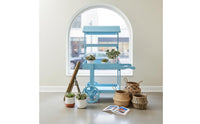 Wheeled Design Rustic Display Trolley Wheels Farmhouse Display Trolley Tiered Shelves for Balcony, Shop Window, Bar