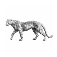 Resin Leopard Sculpture Electroplated Big Cat Figurine Luxury Look Sitting Cheetah Statue for Living Room, Office Desk, Shelf