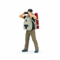 Hiker Figurine Diorama Walking Hiker Figurine for Micro-Landscape