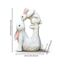 Kissing Rabbits Garden Sculpture Outdoor Bunny Statue Textured for Nursery