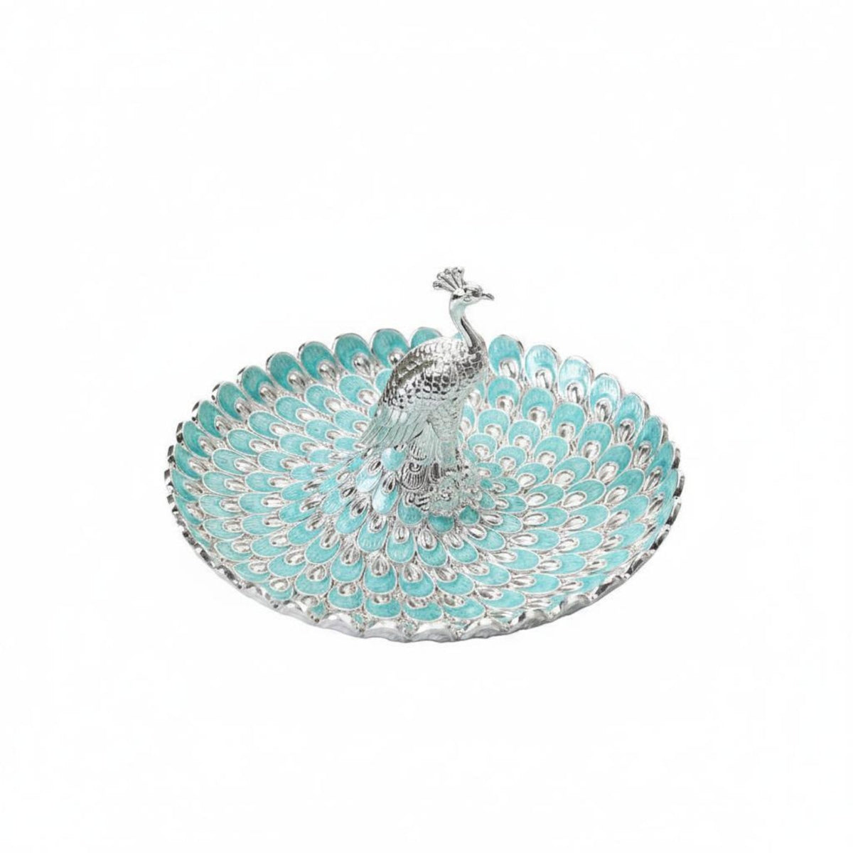 Gilded Peacock Serving Tray Golden Decoration Peacock Fruit Bowl Luxury Look Decorative Snack Tray for Living Room