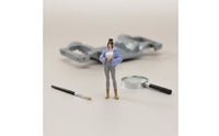 Hand-Painted Bun Hairstyle Girl Figure Realistic Details 1/64 Scale Figure for Sand Table Models
