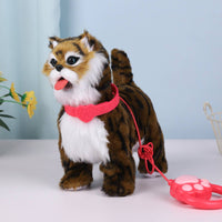 Stuffed Stuffed Cat with Leash Battery-Operated Interactive Stuffed Cat Talking Waggling for Children