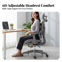Ergonomic Mesh Chair with Headrest Retractable Footrest Computer Seat Heavy Duty