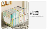 Extendable Book organizer Transparent frame lessonroom container Rolling casters for educators